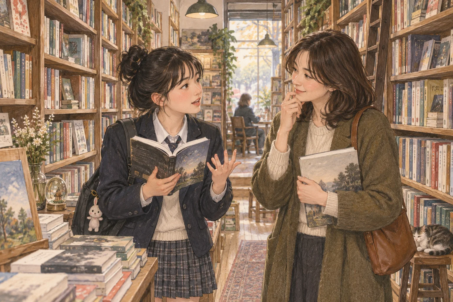서점에서 열린 결말의 근거를 이야기하는 모녀