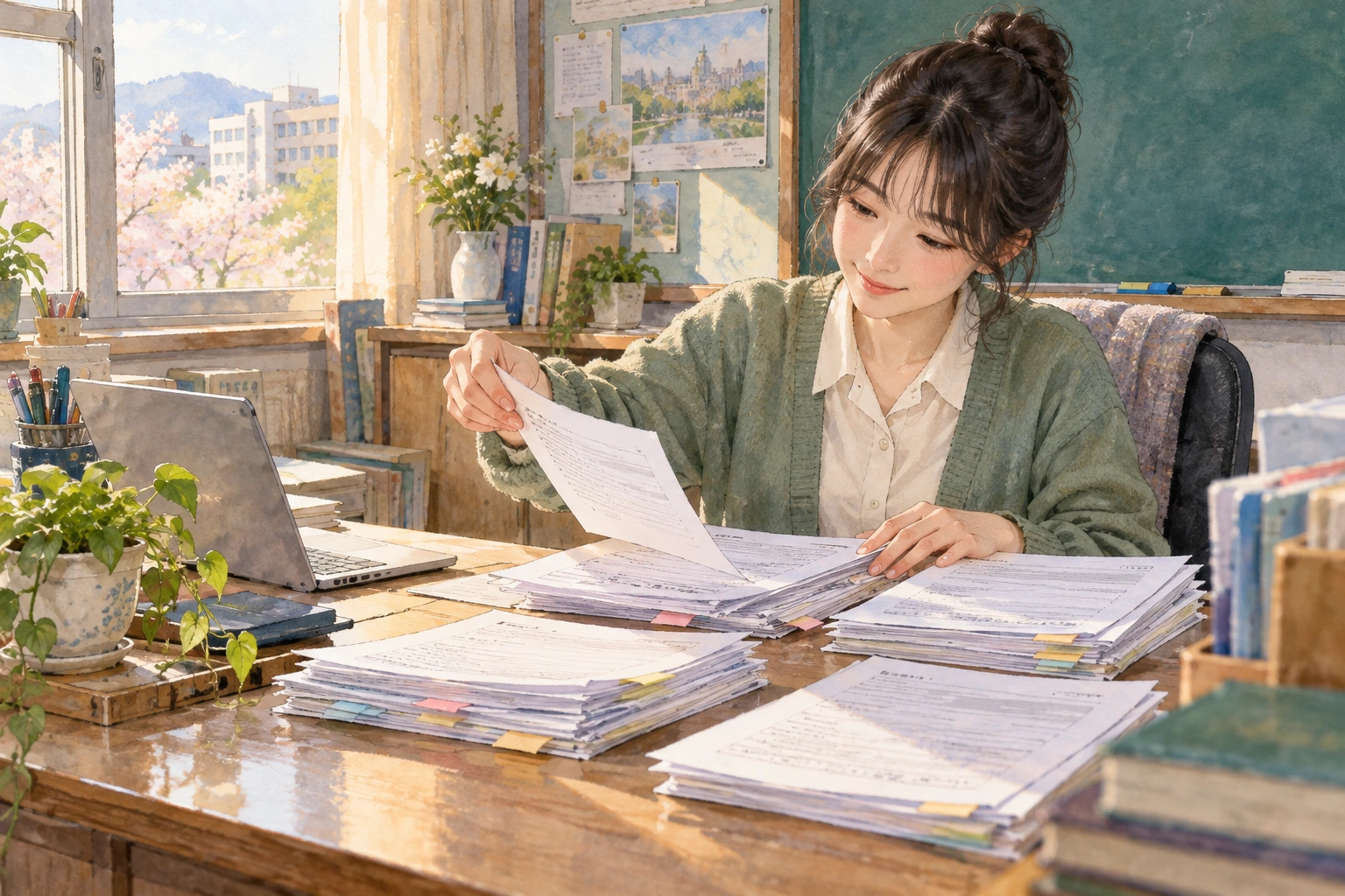 맞춤 자료를 고르는 교사