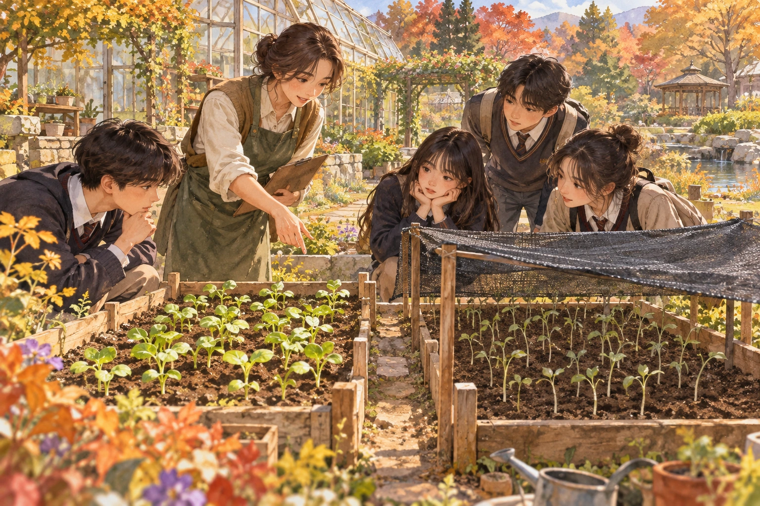 1학년 영어 1번째 학습 장면: 온실 창문과 온도
