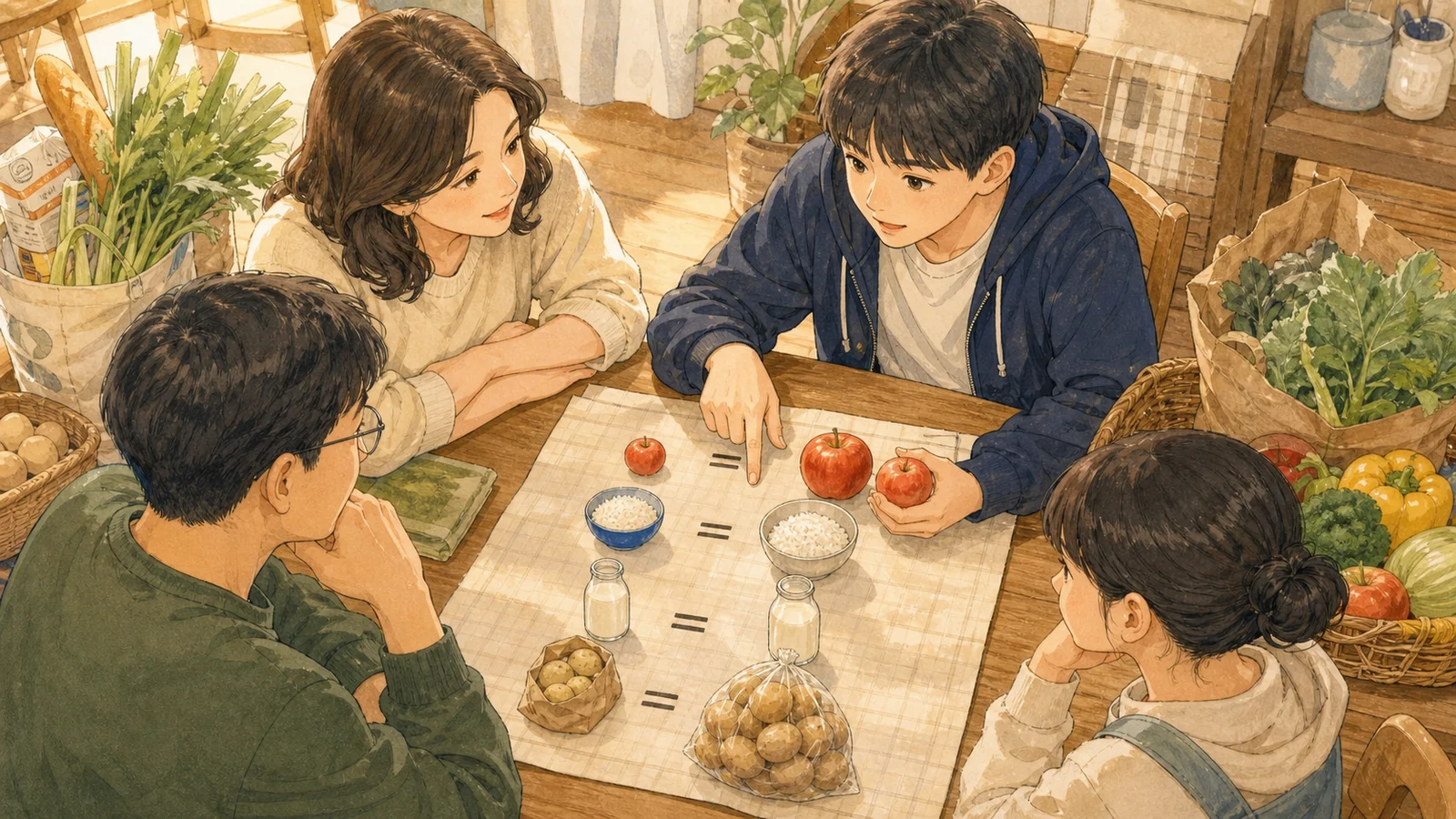 가정에서 장보기 표의 단위와 시점을 설명하는 학생