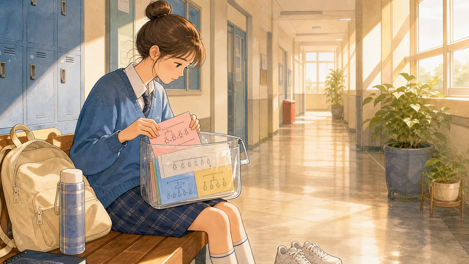 저녁 독서실에서 30분 백지 재현을 마치는 학생