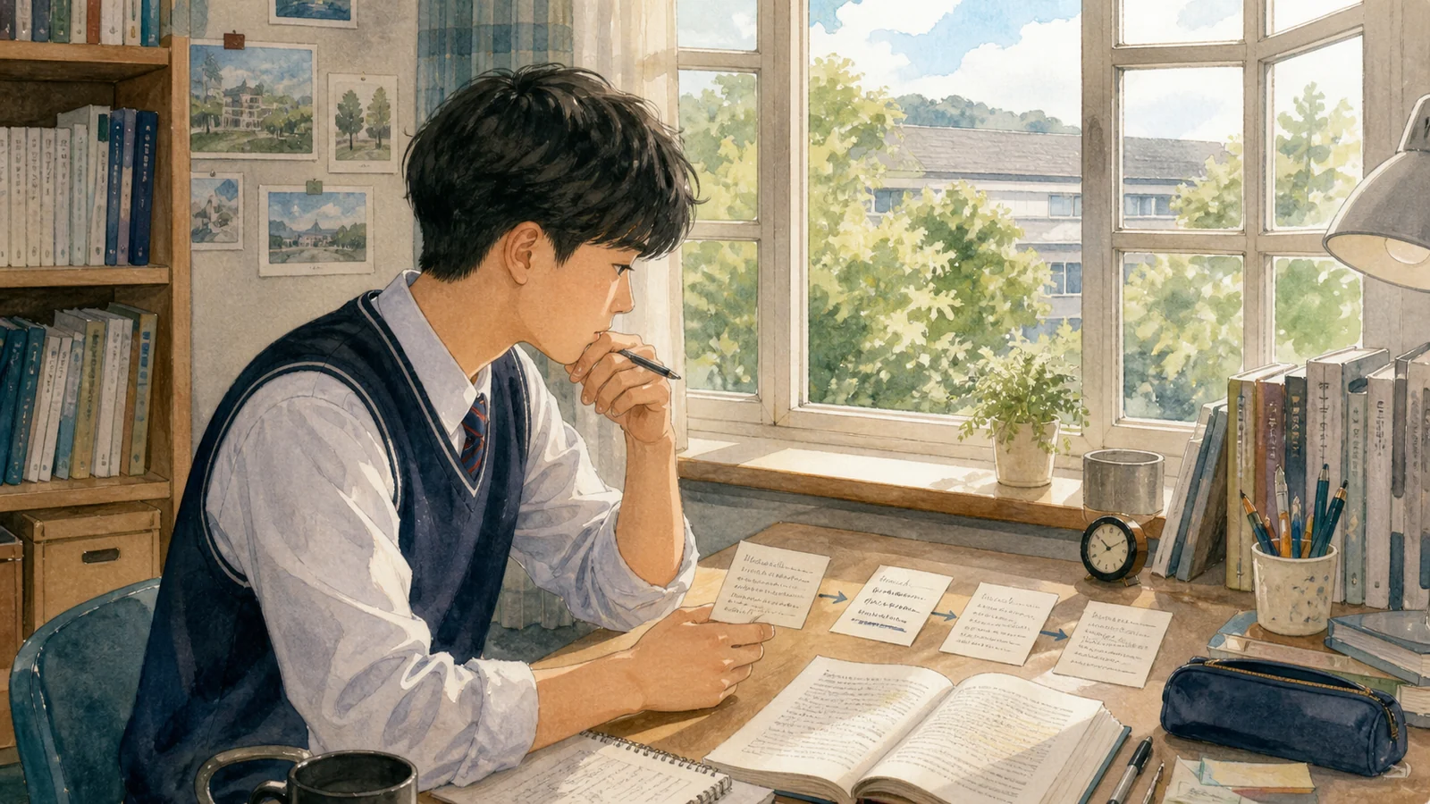 긴 지문을 세 장의 논증 카드로 압축하는 학생
