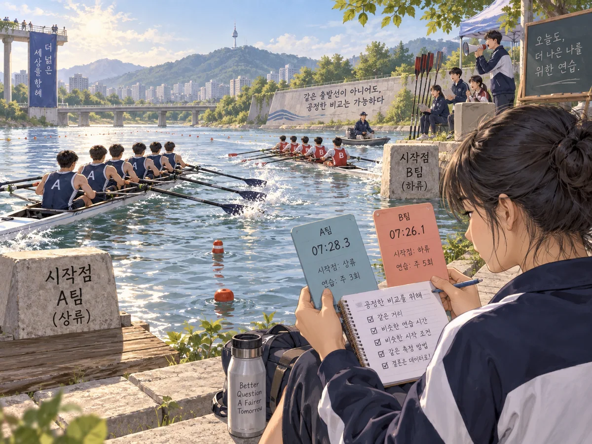 철도 분기점에서 대안 설명을 비교하는 학생