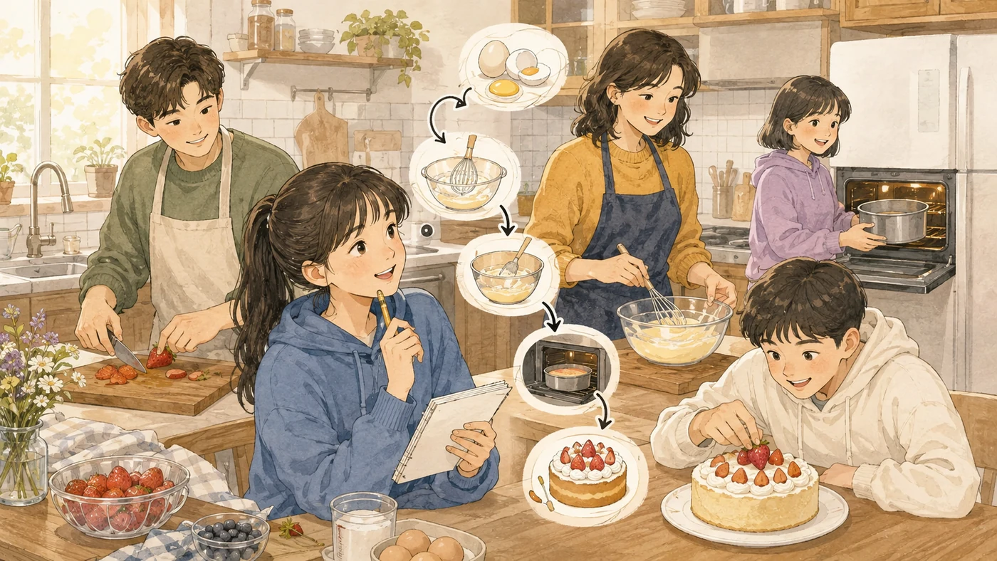 가족 요리에서 사람별 행동을 분리
