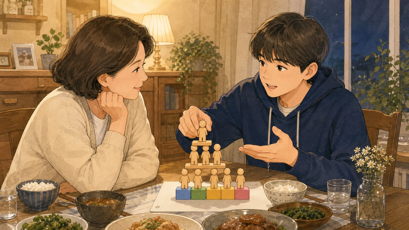 가정에서 마지막 요청의 기능을 설명하는 학생과 학부모