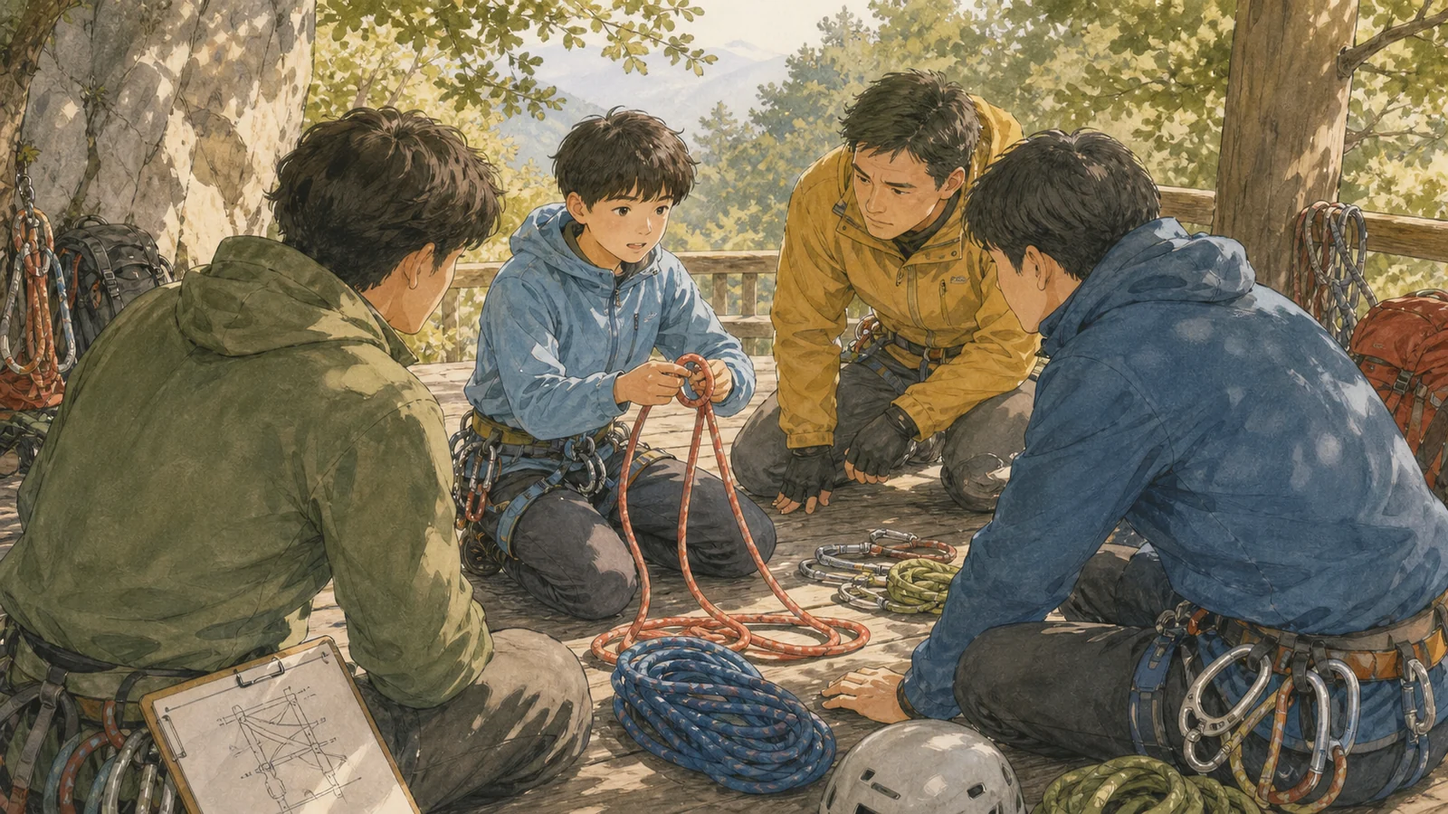 자율 조직 팀이 원형 작업대에서 문제를 해결하는 장면