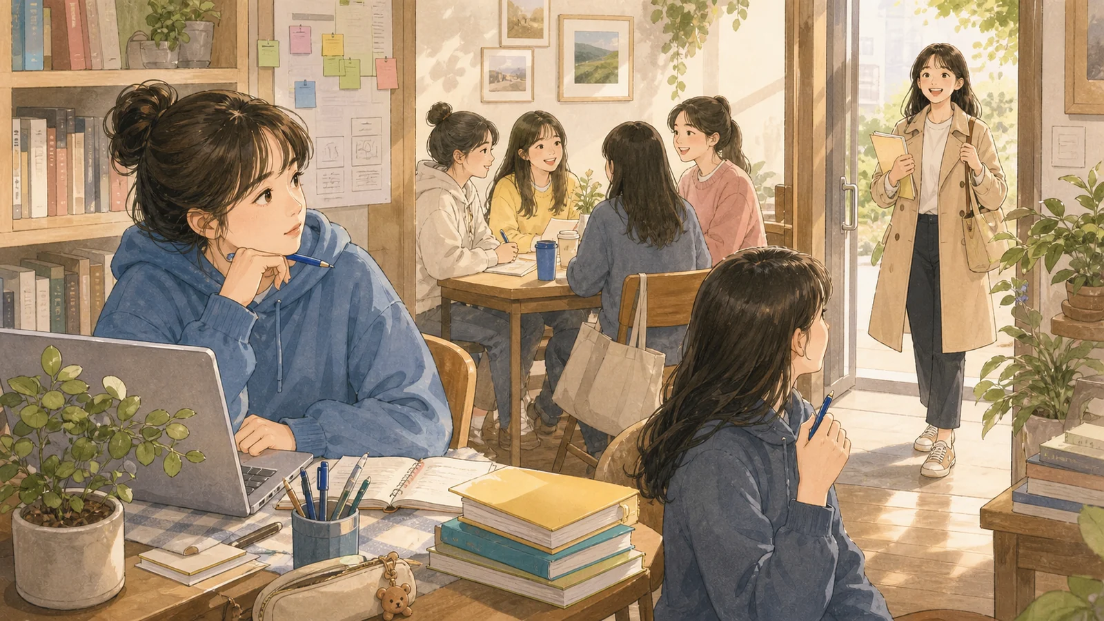 구직 장면 세 단계를 보여주는 사진박스