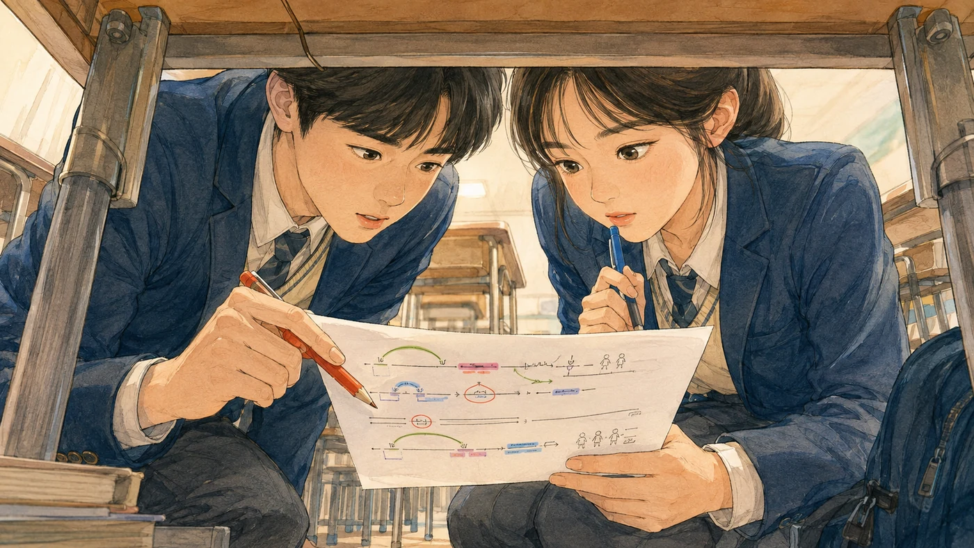 전치사 관문을 통과하는 동명사를 보는 학생