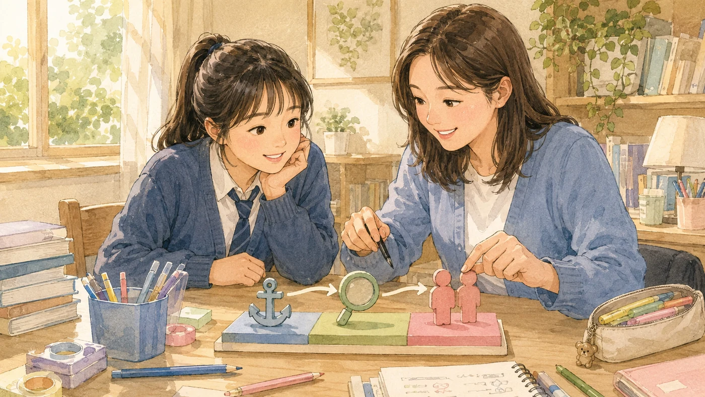 세 단계 교정 모형을 설명하는 수업