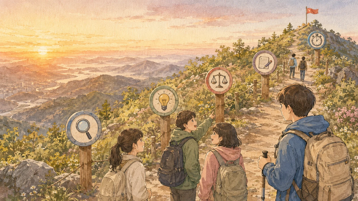 여러 검문소를 지나는 등산길