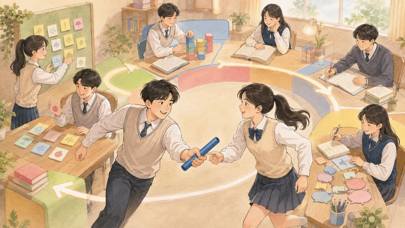 네 유형 활동으로 이어지는 릴레이