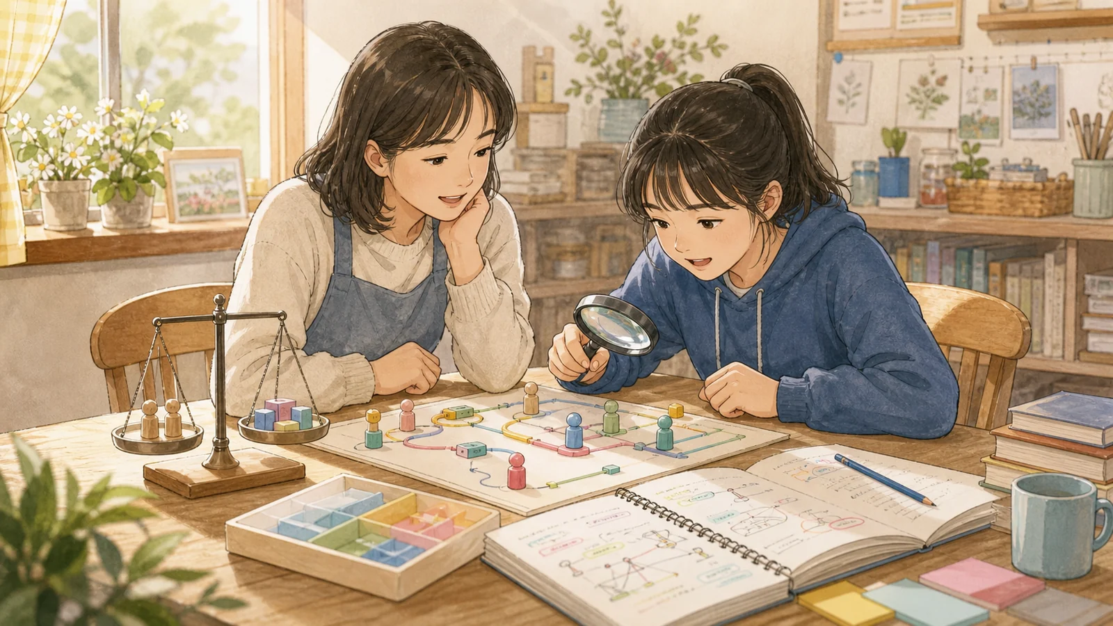 과학 코너에서 근거와 대안을 설명하는 학생
