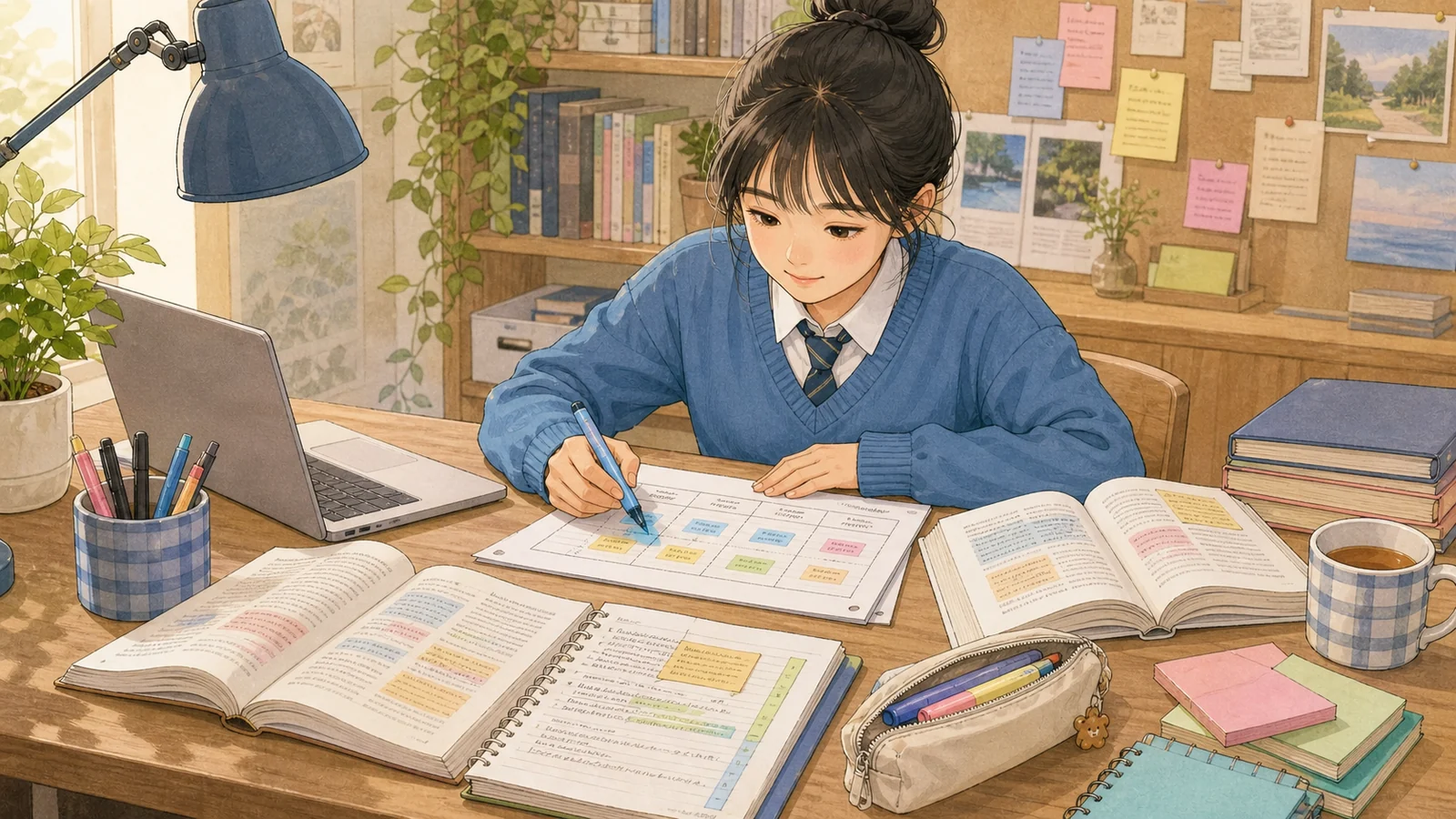 뉴스룸에서 근거 표를 만드는 학생