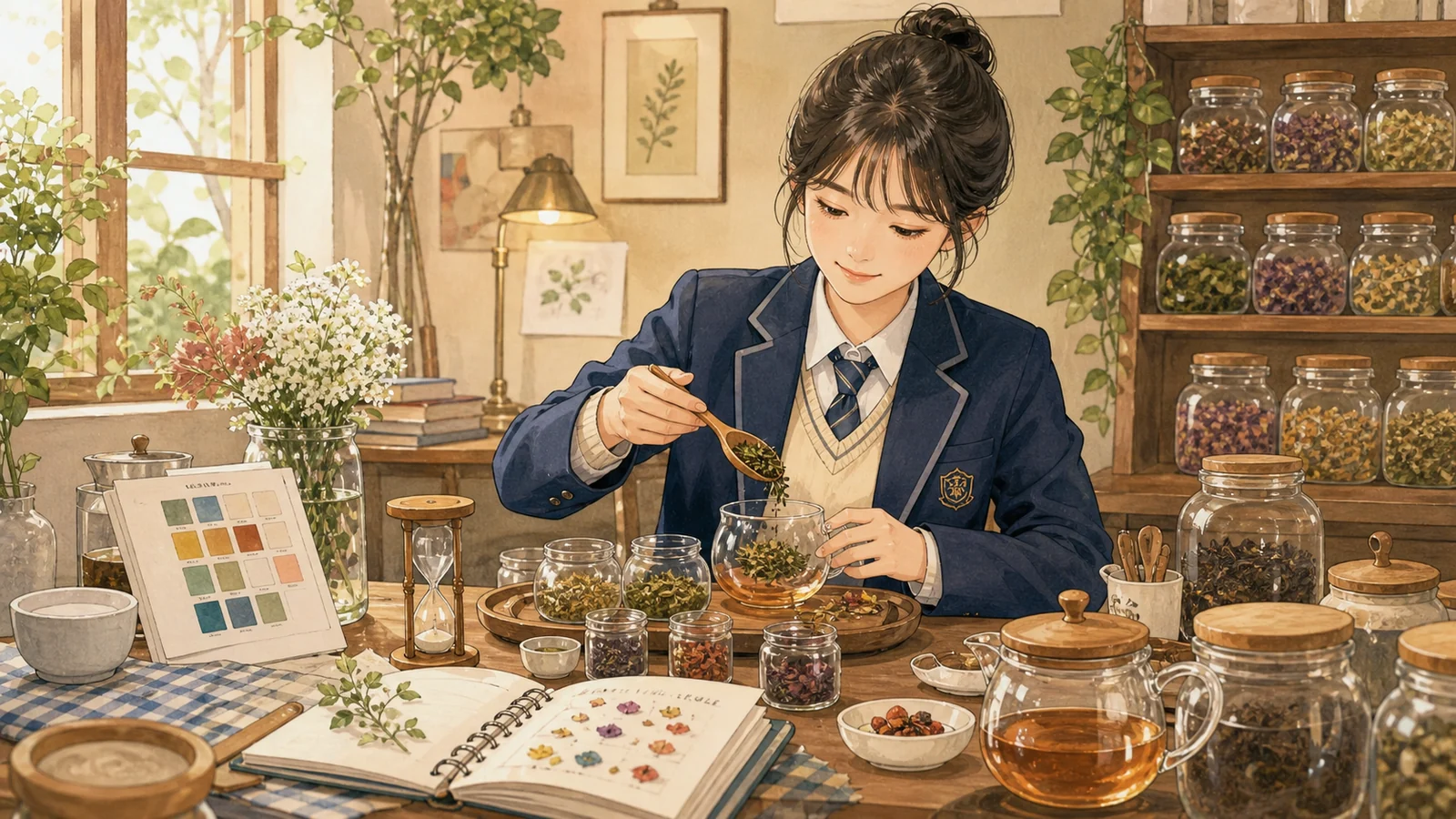 차 공방에서 단어와 연어의 자연스러운 조합을 만드는 학생