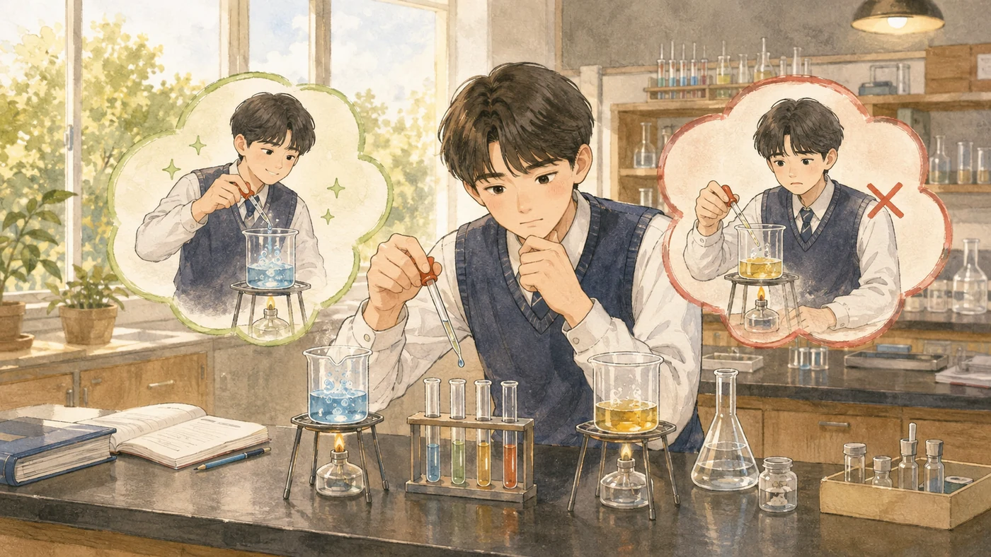 확인과 반증 실험을 하는 과학실 사진박스