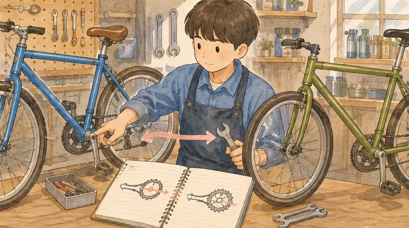 다른 자전거에 같은 수리 원리를 적용하는 공방