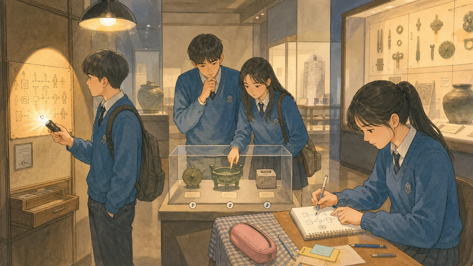 네 개 검문소를 통과하는 선택지 카드 사진박스