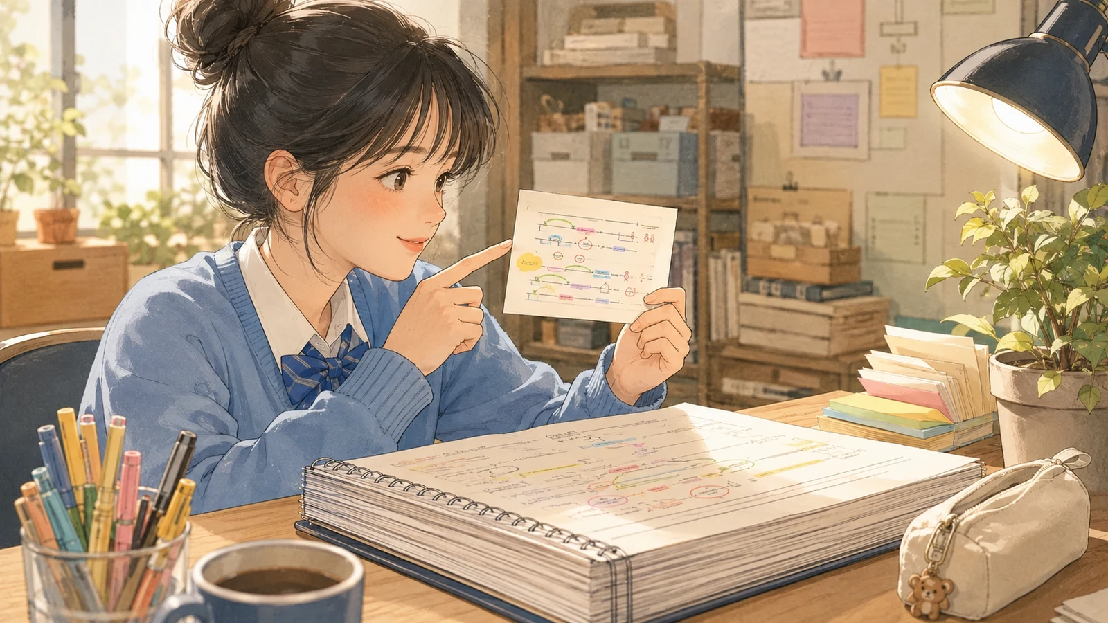 긴 노트를 작은 카드로 압축하는 작업실